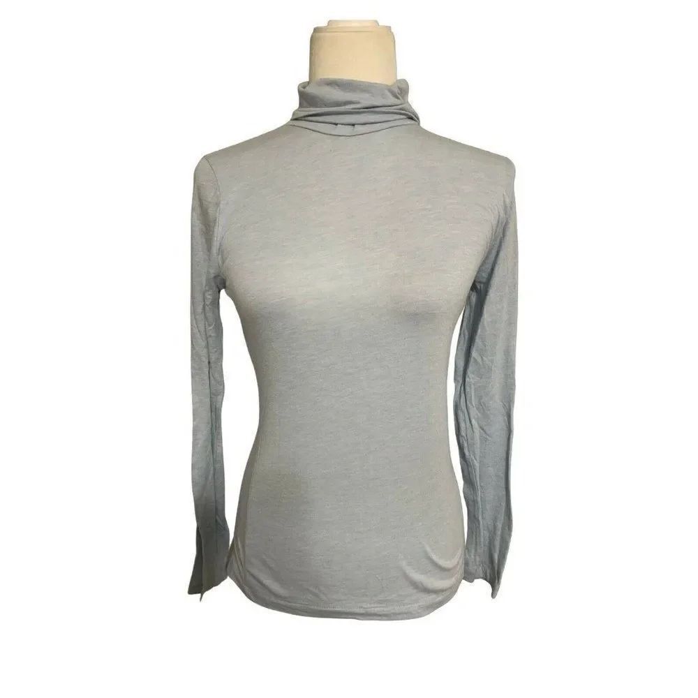 j crew womens solid baby blue long sleeve turtleneck top xxs